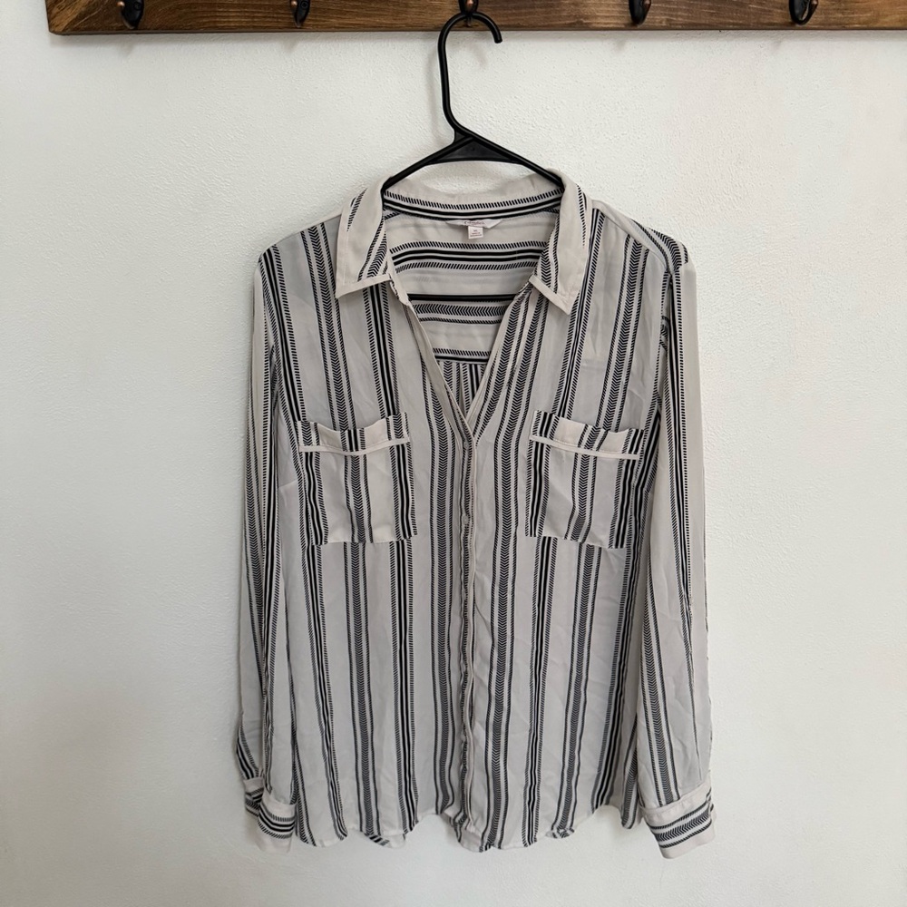 Candie’s Black and White Striped Button Down Shirt